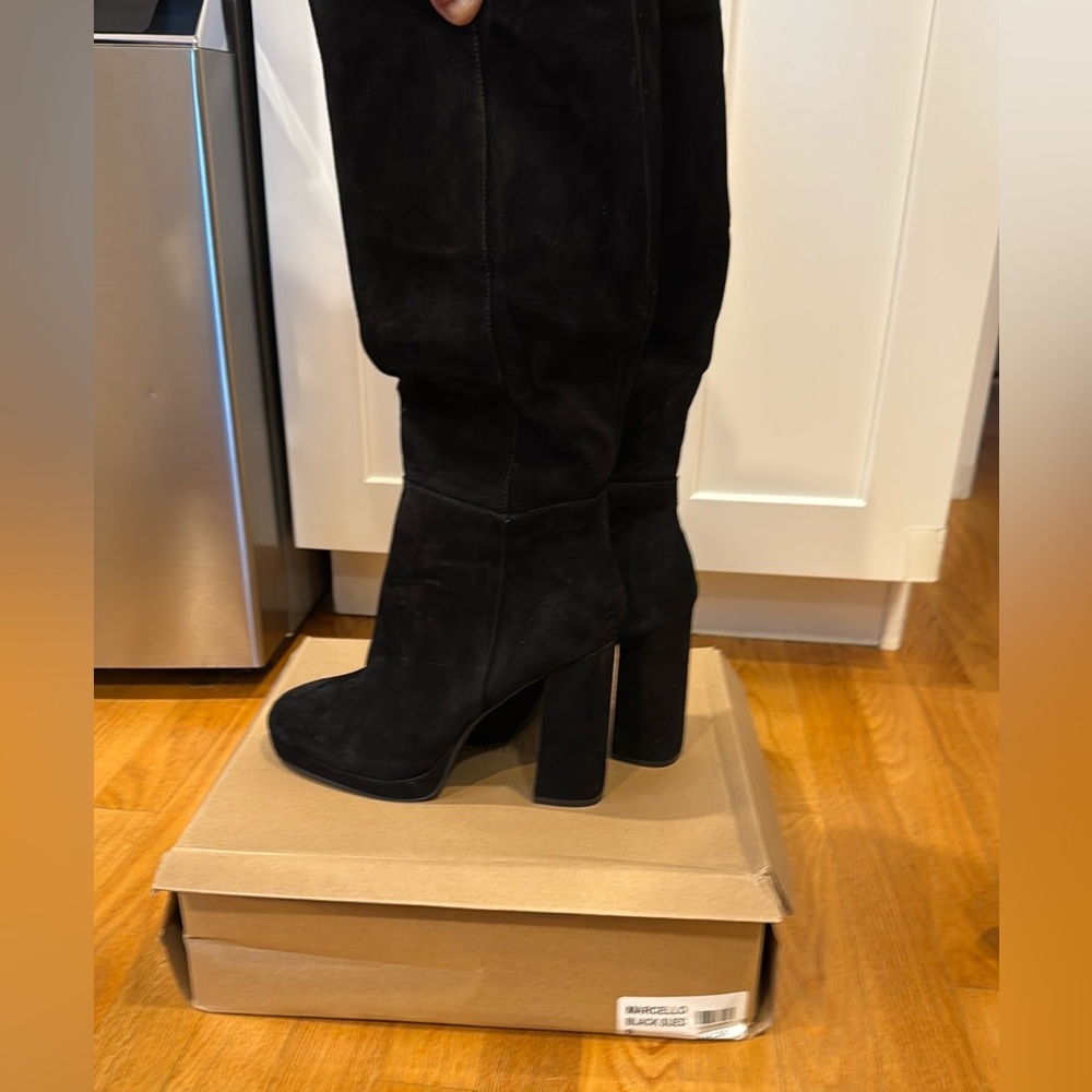 Steve Madden Black Suede Heeled Boots